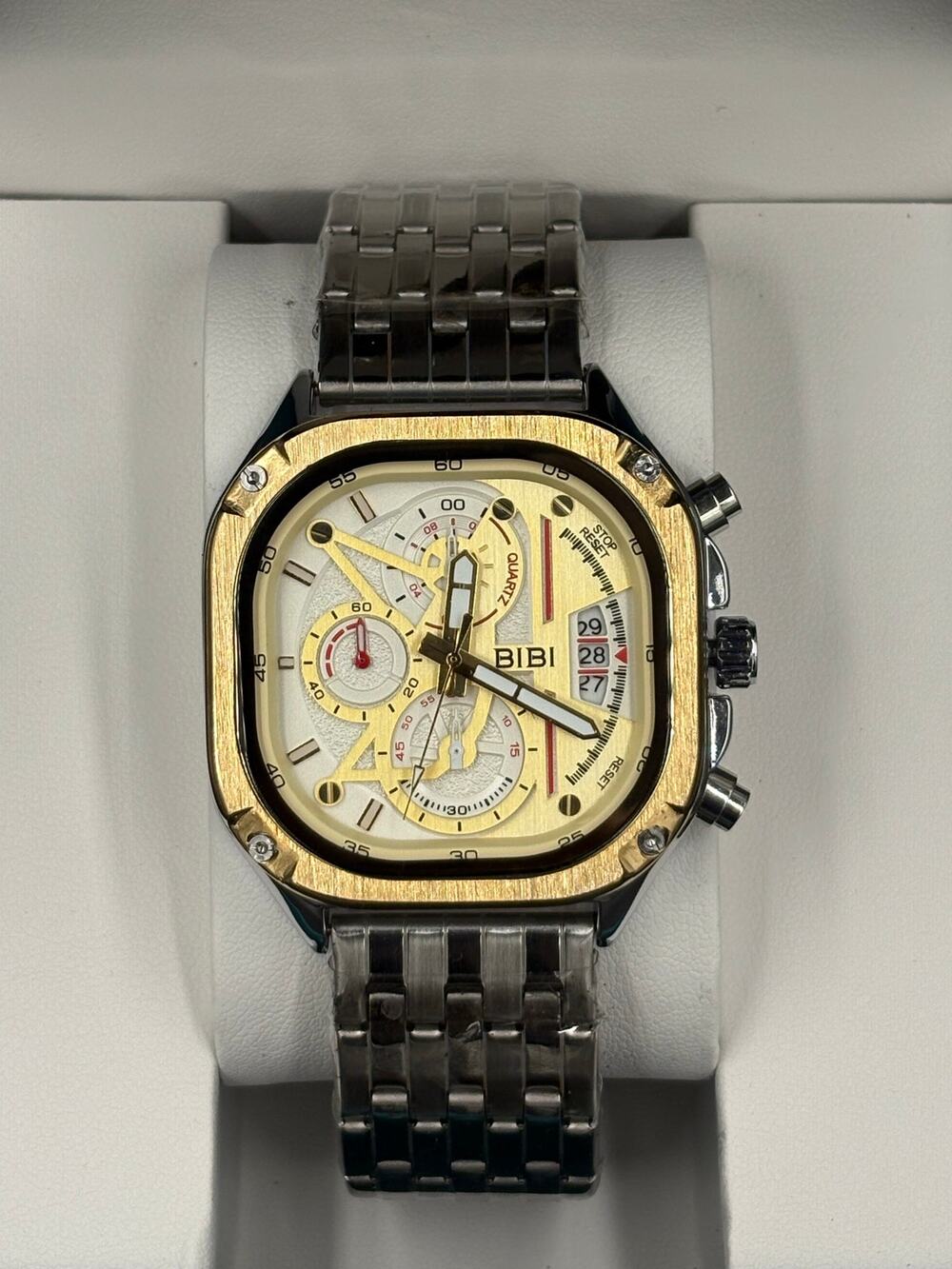 Bibi Luxury Watch Gold Dial Silver Case and Band New in Box